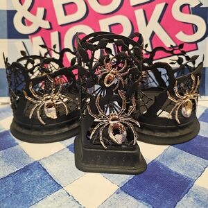 Haloween Black Spiders Candle & Soap Holder Bundle From Bath & Body Works